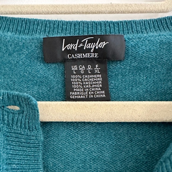 Teal Lord & Taylor Cashmere Cardigan - Picture 3 of 5